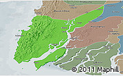 Political Panoramic Map of Ngaputaw, semi-desaturated