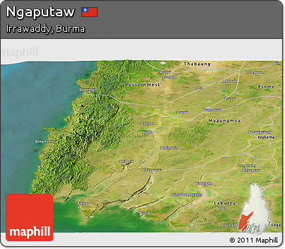 Satellite Panoramic Map of Ngaputaw