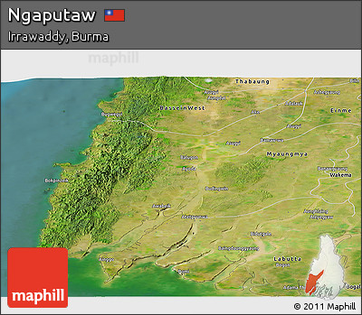 Satellite Panoramic Map of Ngaputaw