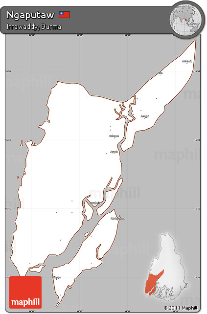 Gray Simple Map of Ngaputaw, cropped outside