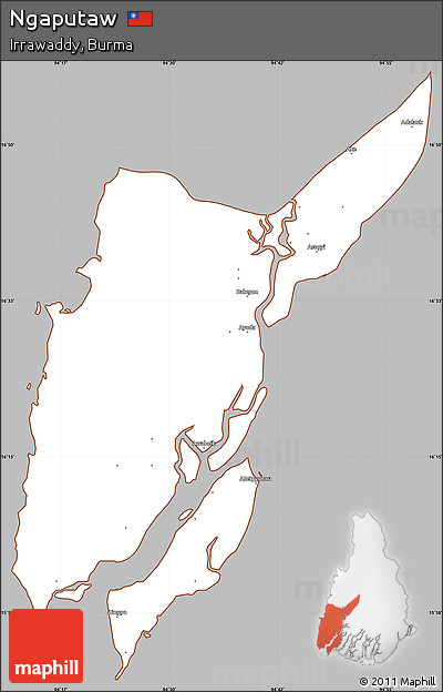 Gray Simple Map of Ngaputaw, cropped outside