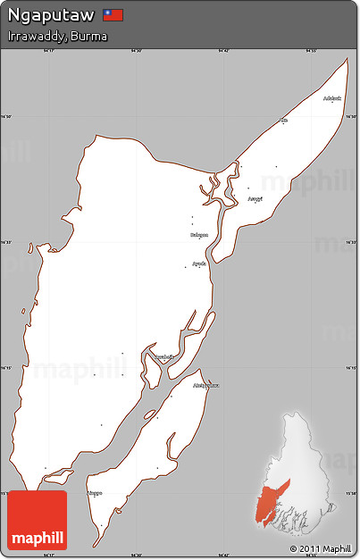 Gray Simple Map of Ngaputaw, cropped outside