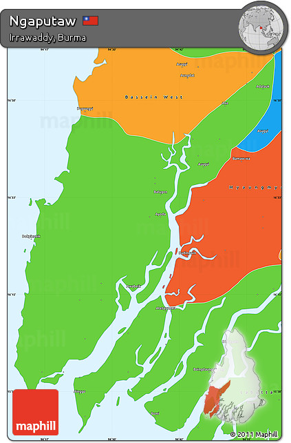 Political Simple Map of Ngaputaw