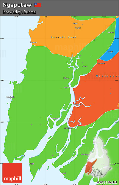 Political Simple Map of Ngaputaw