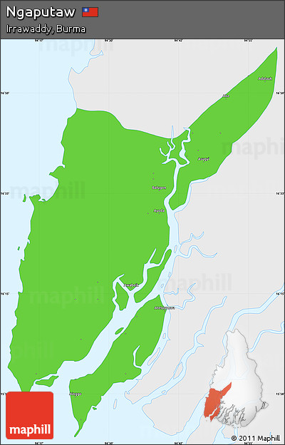 Political Simple Map of Ngaputaw, single color outside