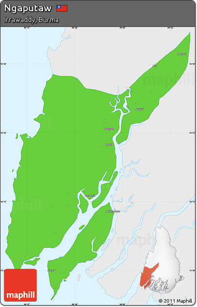 Political Simple Map of Ngaputaw, single color outside