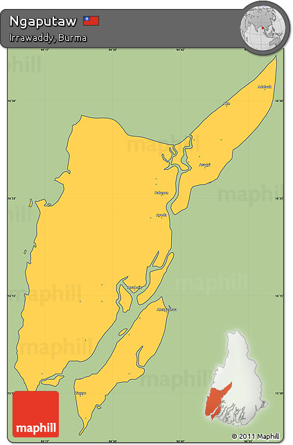Savanna Style Simple Map of Ngaputaw, cropped outside
