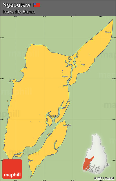 Savanna Style Simple Map of Ngaputaw, cropped outside
