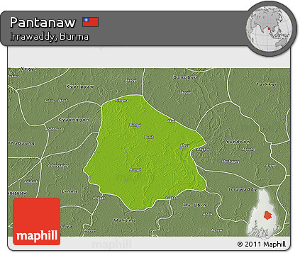 Physical 3D Map of Pantanaw, semi-desaturated