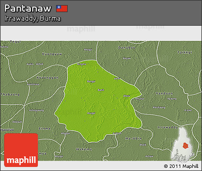 Physical 3D Map of Pantanaw, semi-desaturated