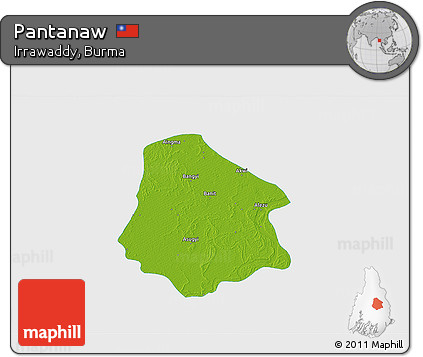Physical 3D Map of Pantanaw, single color outside