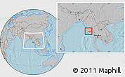 Gray Location Map of Pantanaw, within the entire country, hill shading