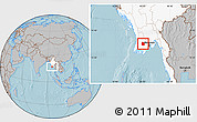 Gray Location Map of Pantanaw, highlighted country, hill shading
