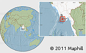 Savanna Style Location Map of Pantanaw, highlighted country, highlighted parent region, hill shading