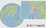 Savanna Style Location Map of Pantanaw, highlighted parent region, hill shading