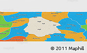 Shaded Relief Panoramic Map of Pantanaw, political outside