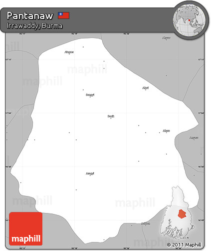 Gray Simple Map of Pantanaw