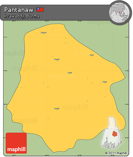 Savanna Style Simple Map of Pantanaw, cropped outside