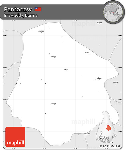 Silver Style Simple Map of Pantanaw