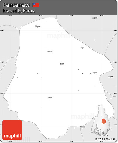 Silver Style Simple Map of Pantanaw