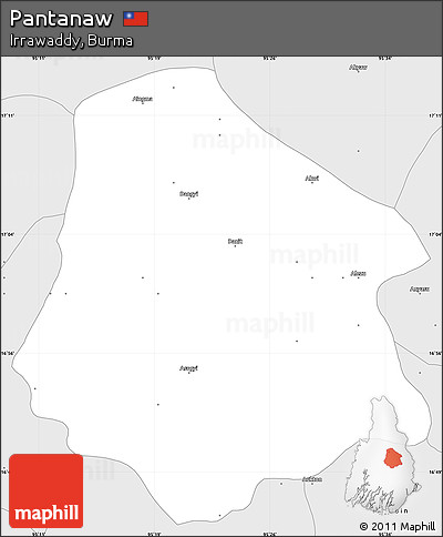 Silver Style Simple Map of Pantanaw