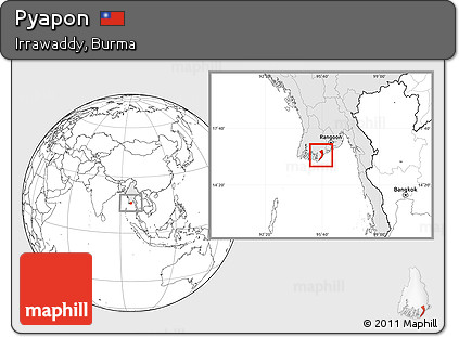 Blank Location Map of Pyapon, highlighted country