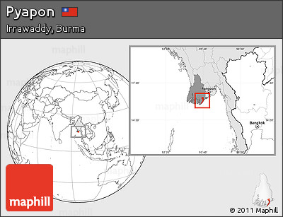 Blank Location Map of Pyapon, highlighted country, highlighted parent region
