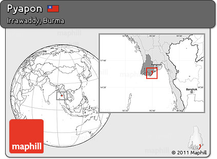 Blank Location Map of Pyapon, highlighted country, highlighted parent region