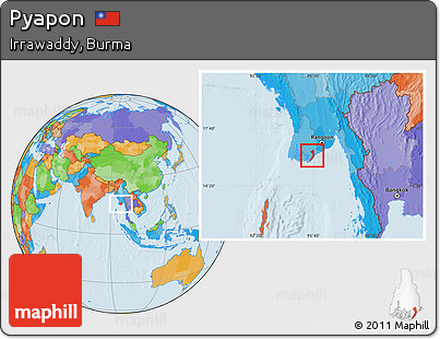 Political Location Map of Pyapon