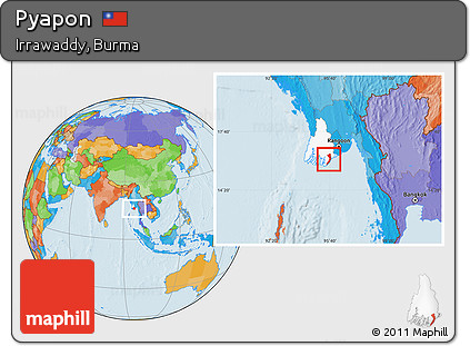 Political Location Map of Pyapon, highlighted parent region