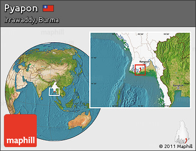 Satellite Location Map of Pyapon, highlighted country