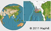 Satellite Location Map of Pyapon, highlighted country, highlighted parent region