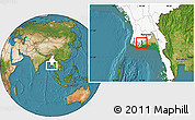 Satellite Location Map of Pyapon, highlighted country