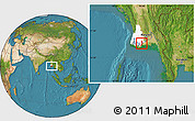 Satellite Location Map of Pyapon, highlighted parent region