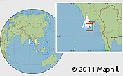 Savanna Style Location Map of Pyapon, highlighted parent region