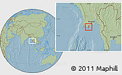 Savanna Style Location Map of Pyapon, hill shading