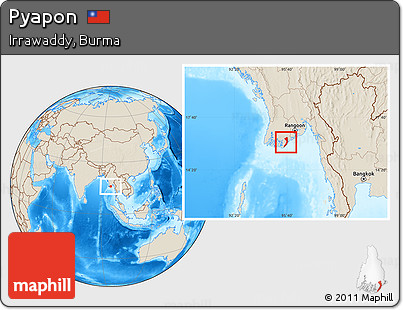 Shaded Relief Location Map of Pyapon