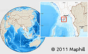 Shaded Relief Location Map of Pyapon, highlighted country