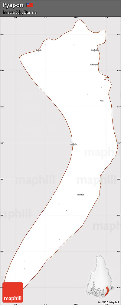 Classic Style Simple Map of Pyapon, cropped outside
