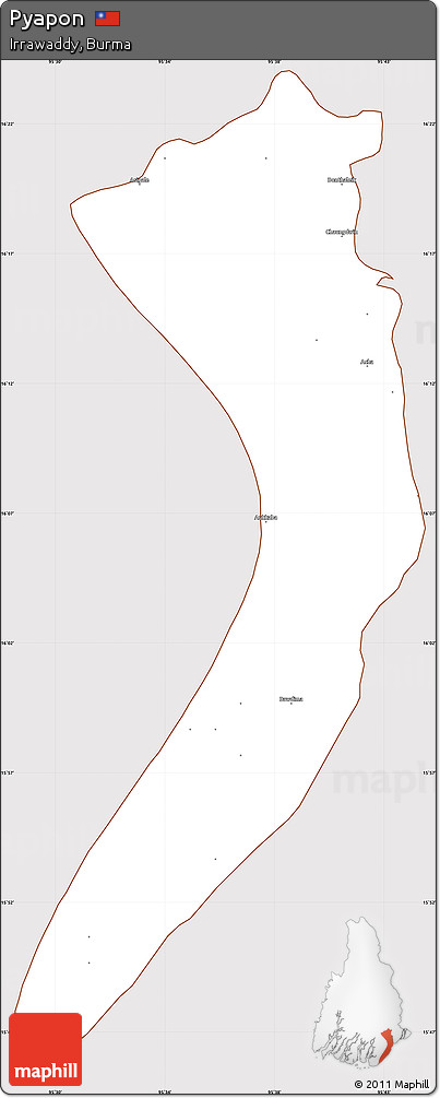 Classic Style Simple Map of Pyapon, cropped outside