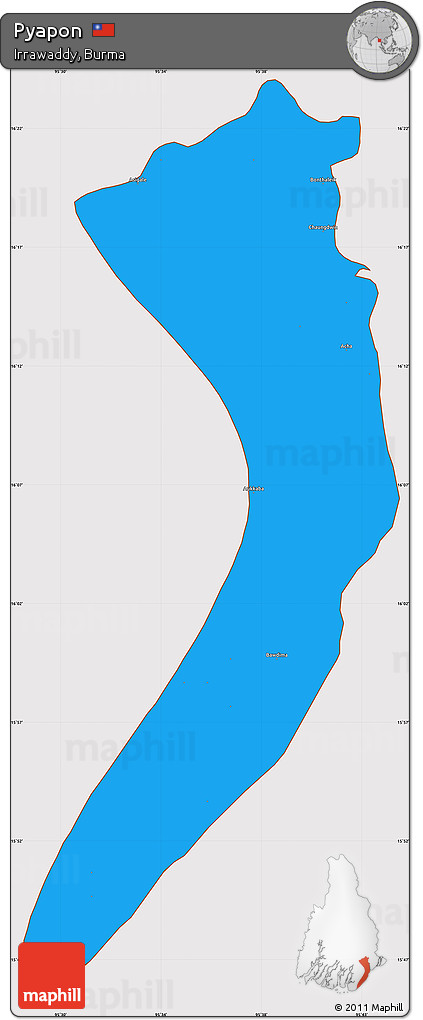 Political Simple Map of Pyapon, cropped outside