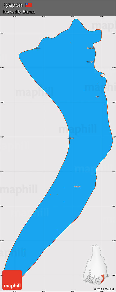 Political Simple Map of Pyapon, cropped outside
