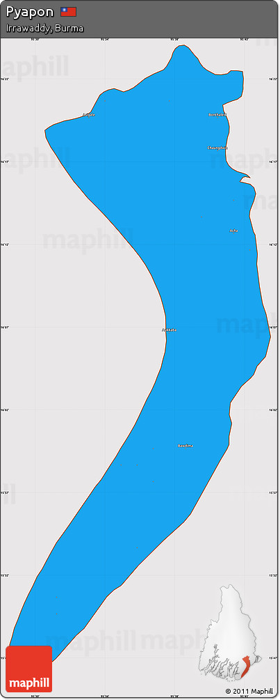 Political Simple Map of Pyapon, cropped outside