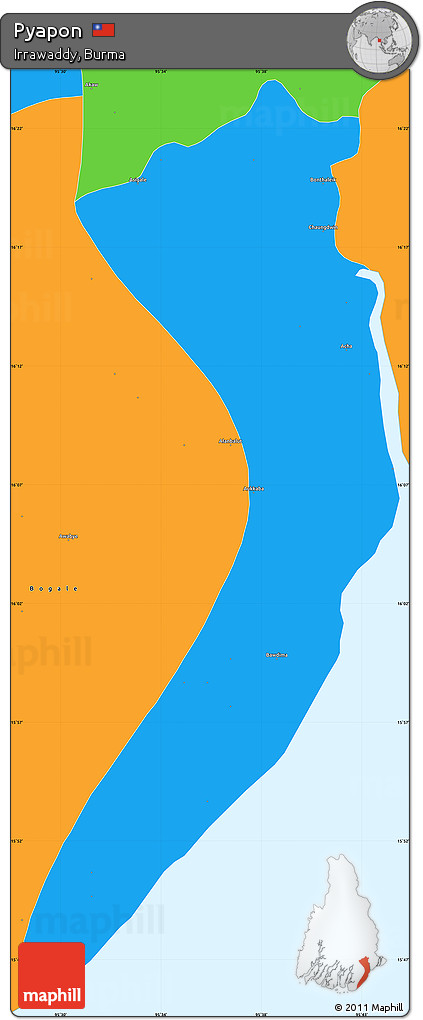 Political Simple Map of Pyapon