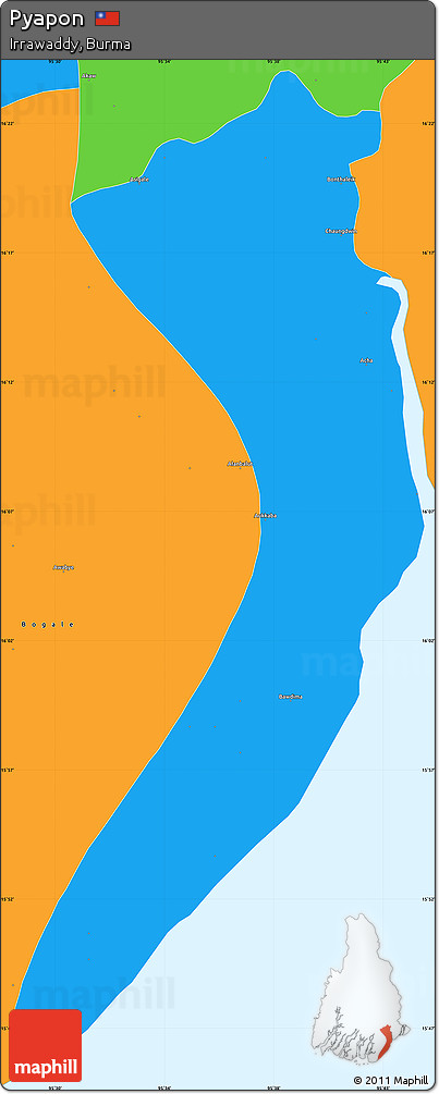 Political Simple Map of Pyapon