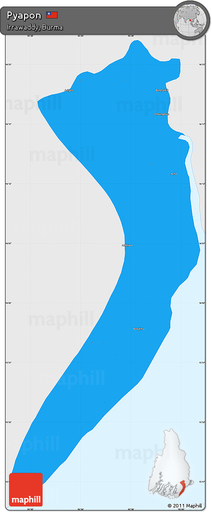 Political Simple Map of Pyapon, single color outside
