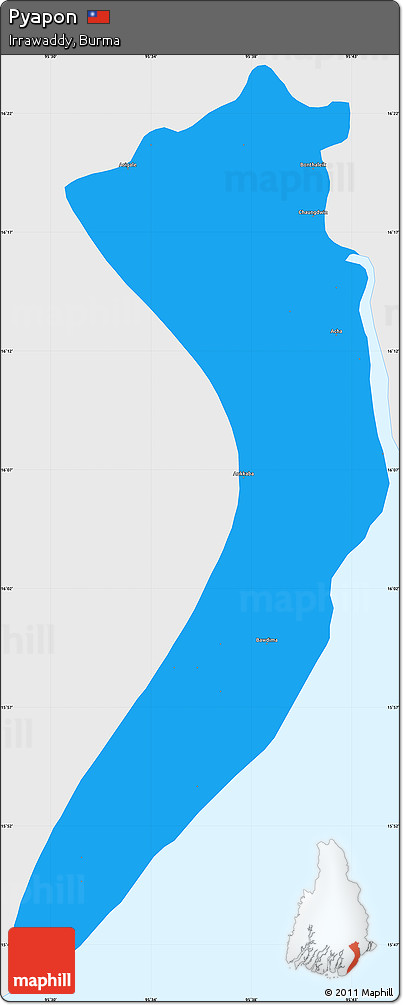 Political Simple Map of Pyapon, single color outside