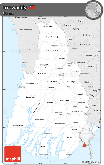 Silver Style Simple Map of Irrawaddy