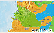 Physical 3D Map of Thabaung, political outside