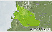 Physical 3D Map of Thabaung, semi-desaturated